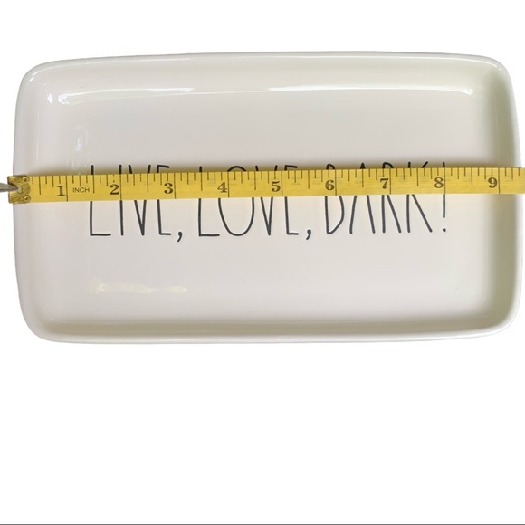 Rae Dunn LIVE LOVE BARK Dish Tray Trinket Holder White Dimples NWT 2017 OG - Picture 12 of 15